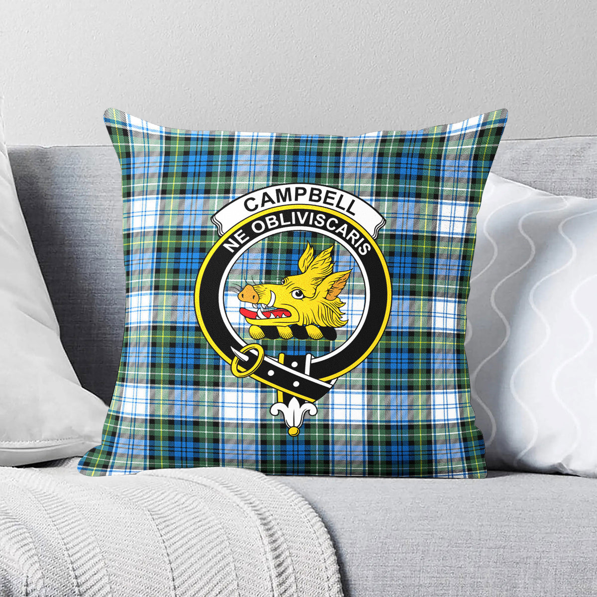 Campbell Dress Ancient Tartan Crest Pillow Cover