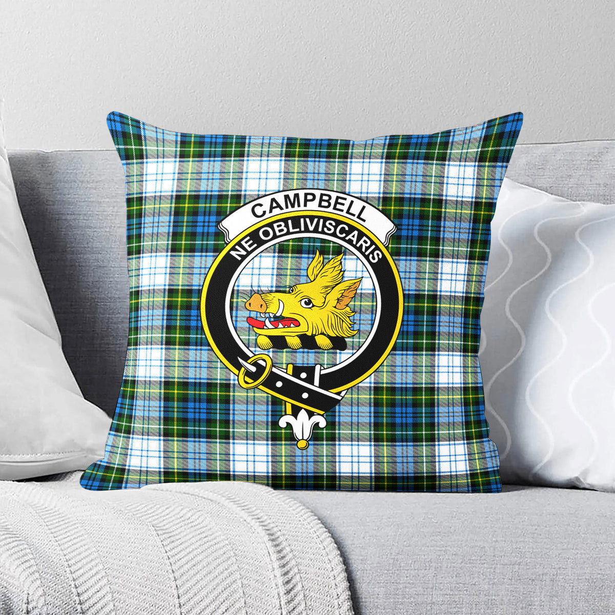 Campbell Dress Tartan Crest Pillow Cover