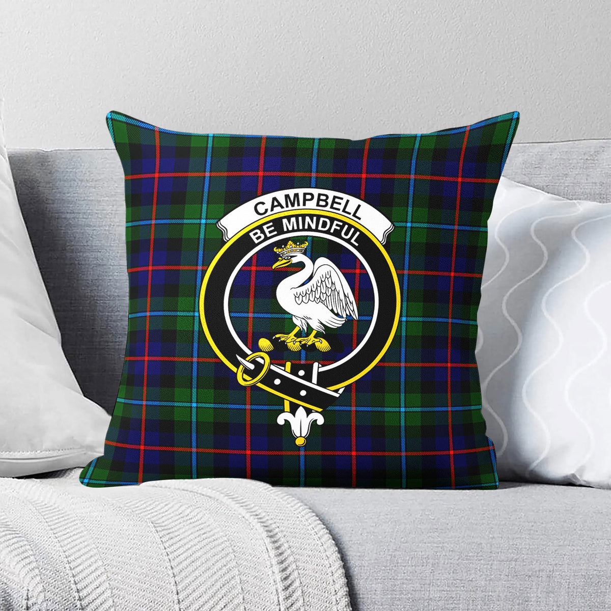 Campbell of Cawdor Modern Tartan Crest Pillow Cover