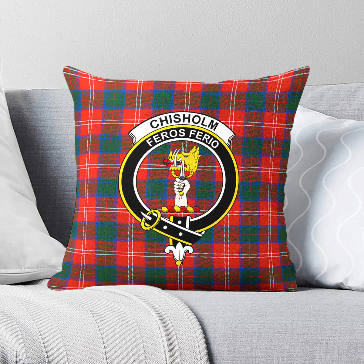 Chisholm Ancient Tartan Crest Pillow Cover