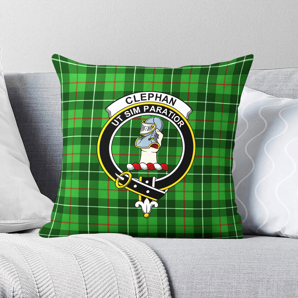 Clephan (or Clephane) Tartan Crest Pillow Cover