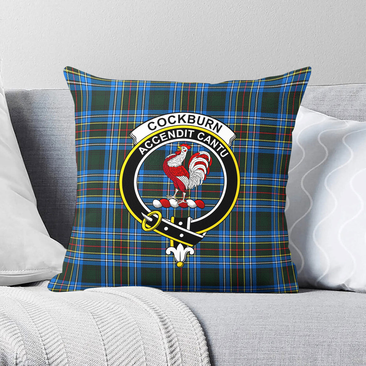 Cockburn Modern Tartan Crest Pillow Cover