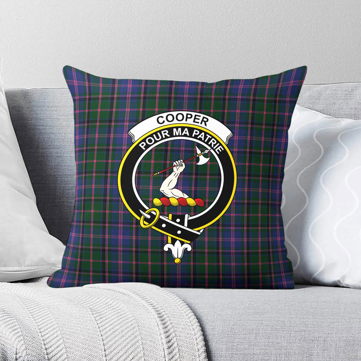 Cooper Tartan Crest Pillow Cover