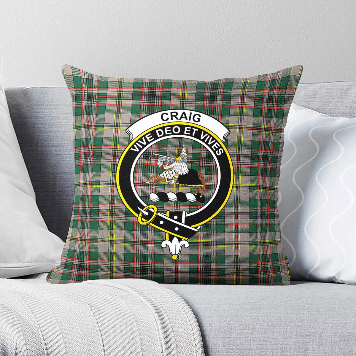 Craig Ancient Tartan Crest Pillow Cover