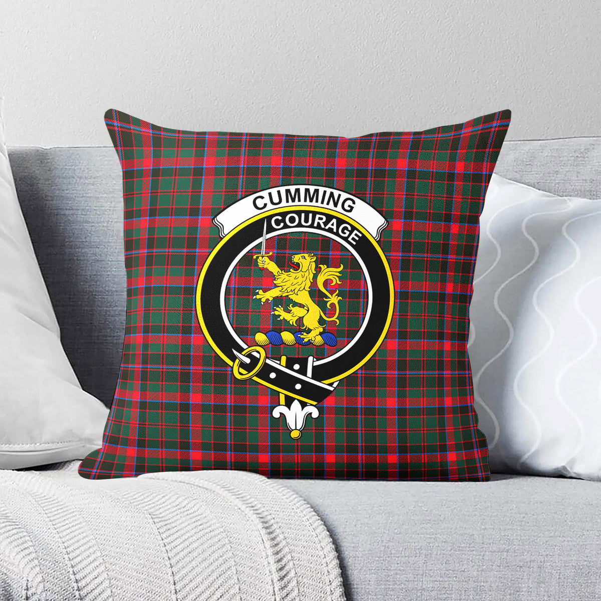 Cumming Hunting Modern Tartan Crest Pillow Cover