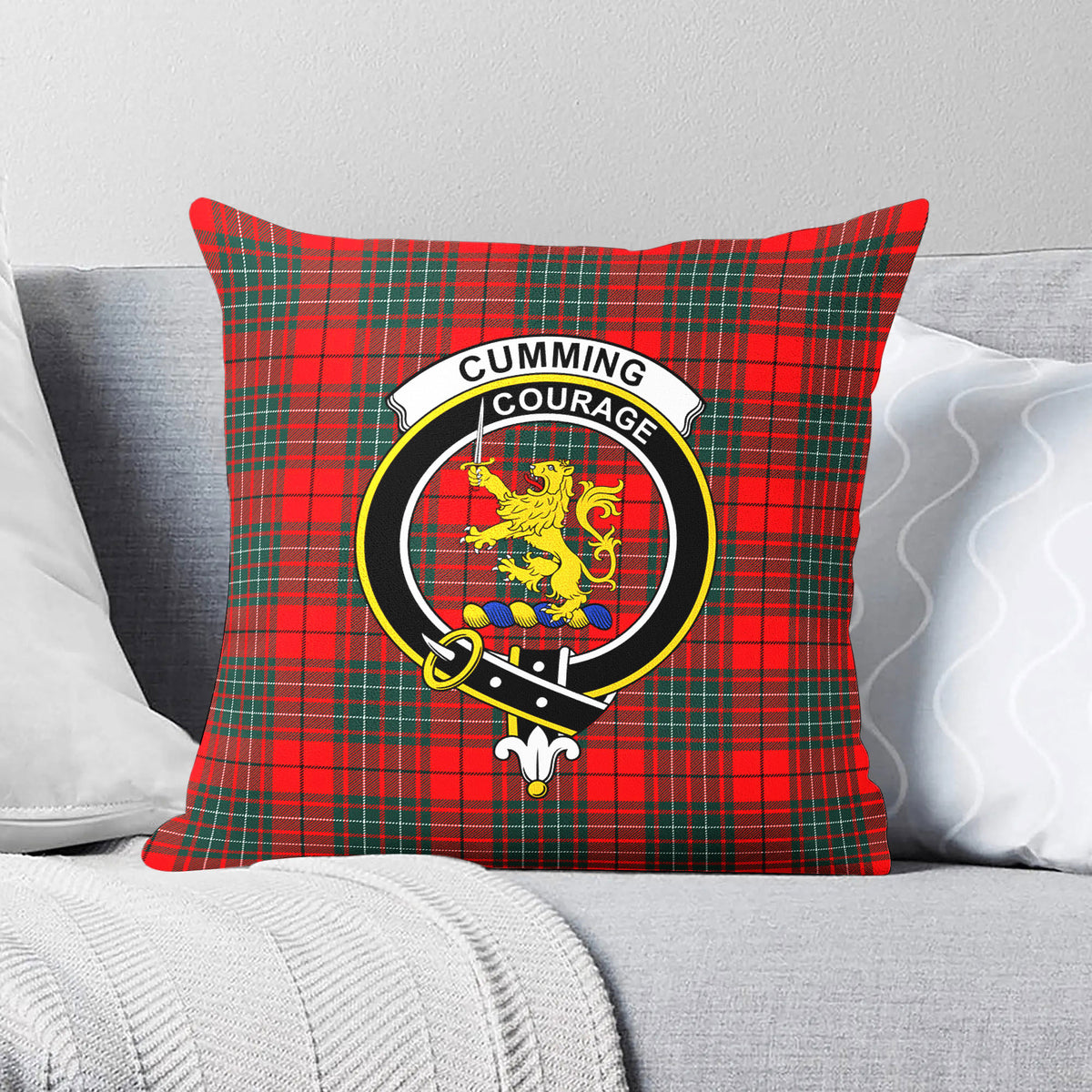 Cumming Modern Tartan Crest Pillow Cover