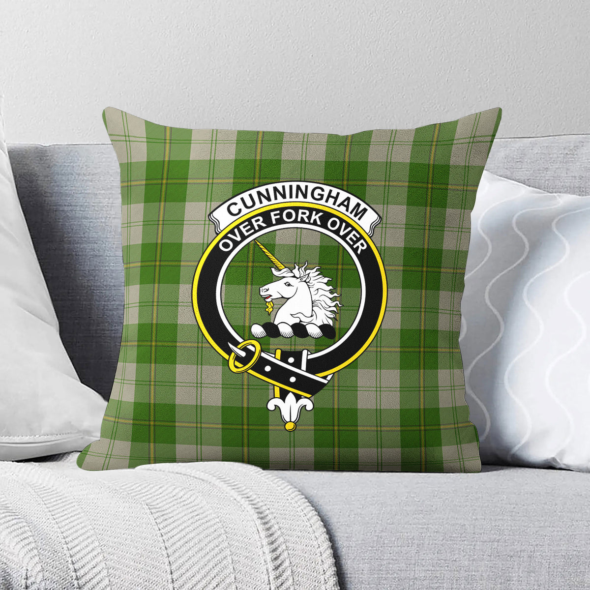 Cunningham Dress Green Dancers Tartan Crest Pillow Cover