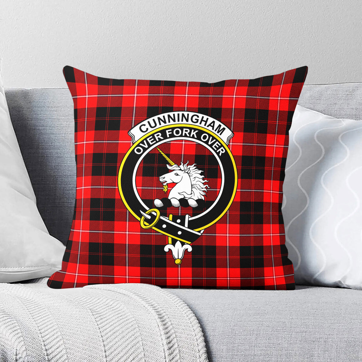 Cunningham Modern Tartan Crest Pillow Cover