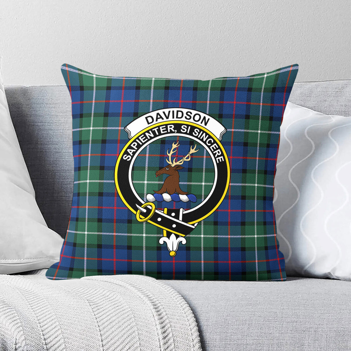 Davidson of Tulloch Tartan Crest Pillow Cover