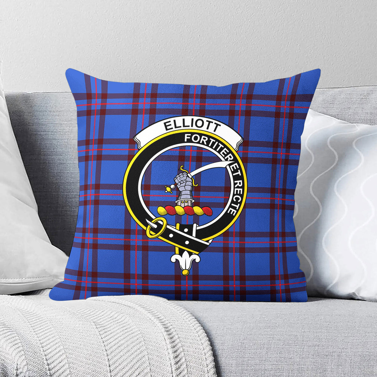 Elliott Modern Tartan Crest Pillow Cover