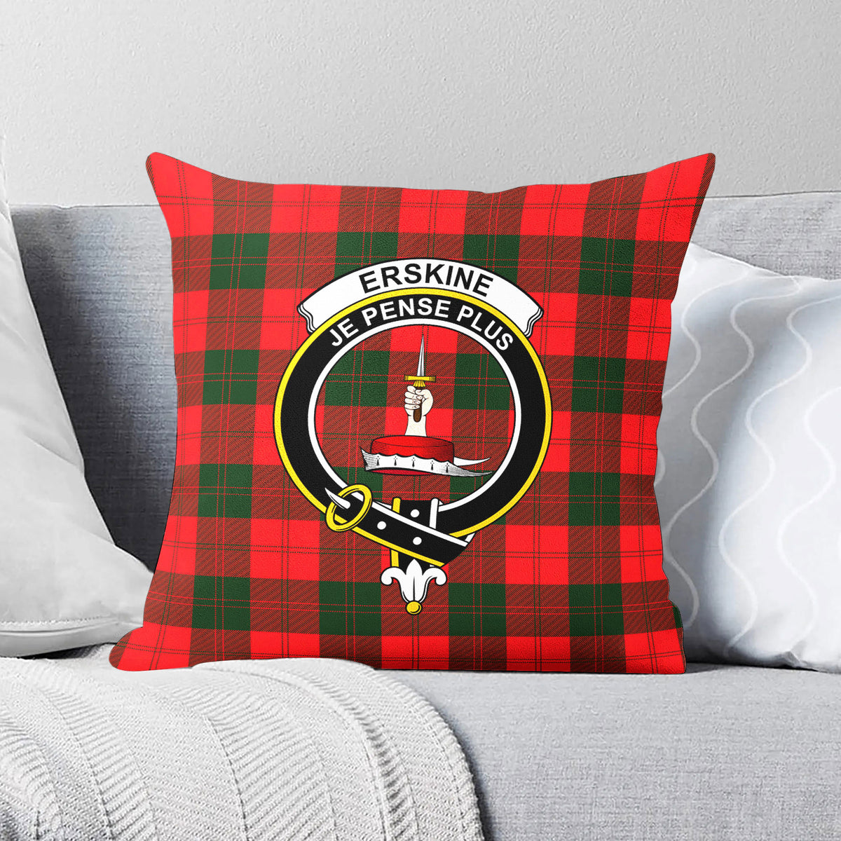 Erskine Modern Tartan Crest Pillow Cover