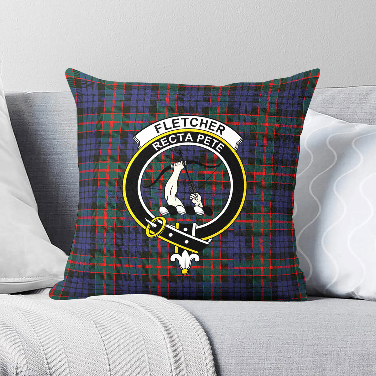 Fletcher of Dunans Tartan Crest Pillow Cover