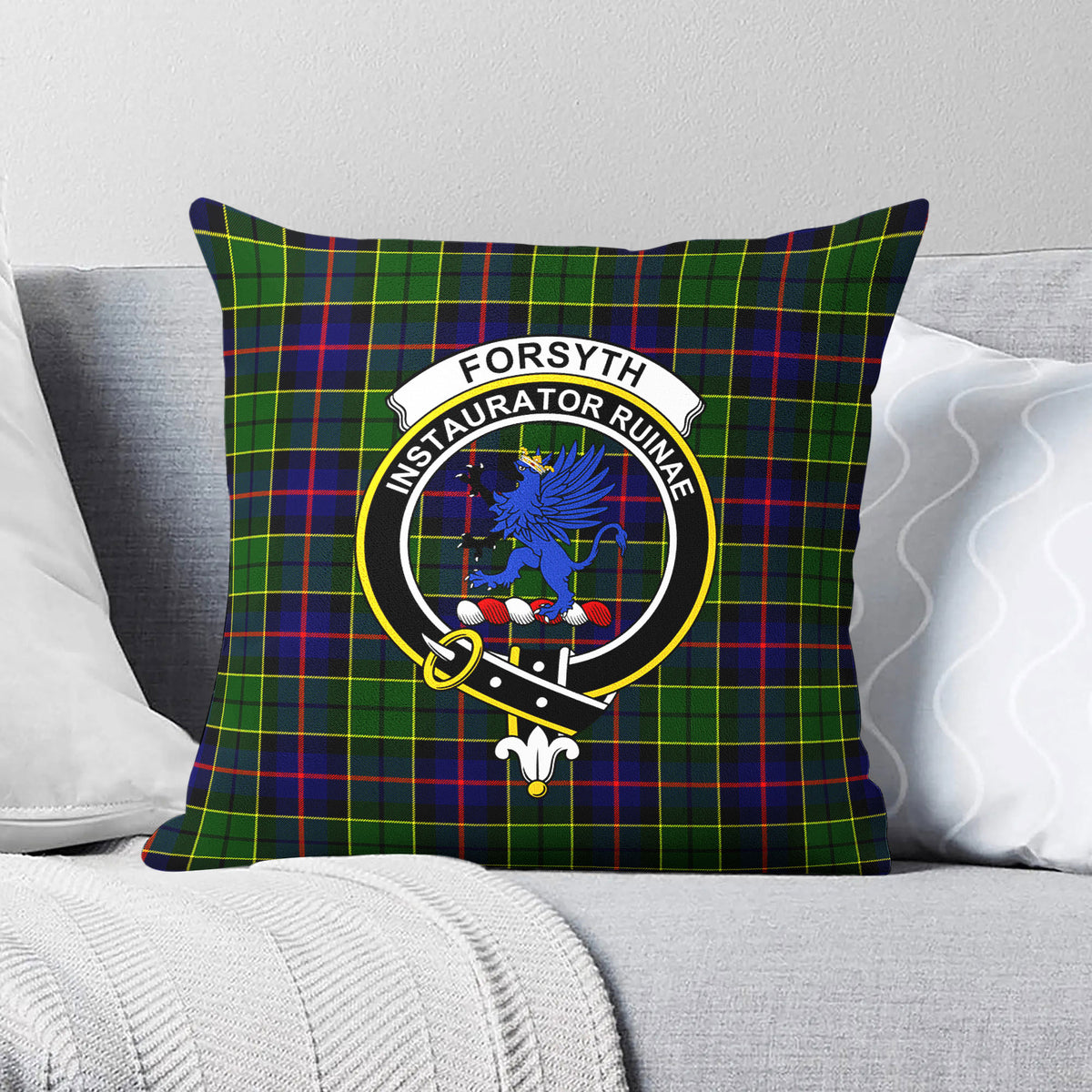 Forsyth Modern Tartan Crest Pillow Cover