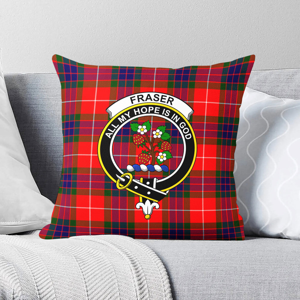 Fraser Tartan Crest Pillow Cover