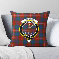 Fraser (of Lovat) Ancient Tartan Crest Pillow Cover