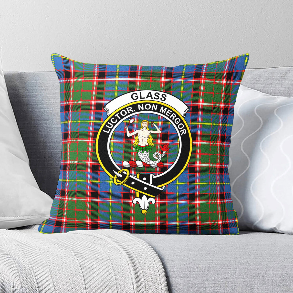 Glass Tartan Crest Pillow Cover