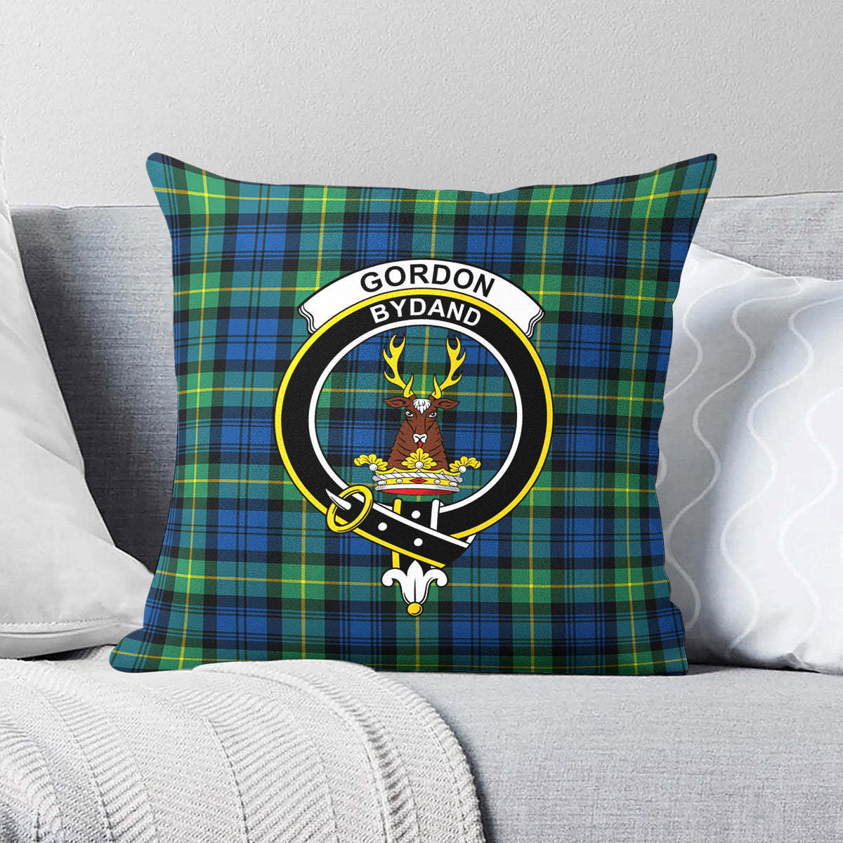 Gordon Ancient Tartan Crest Pillow Cover