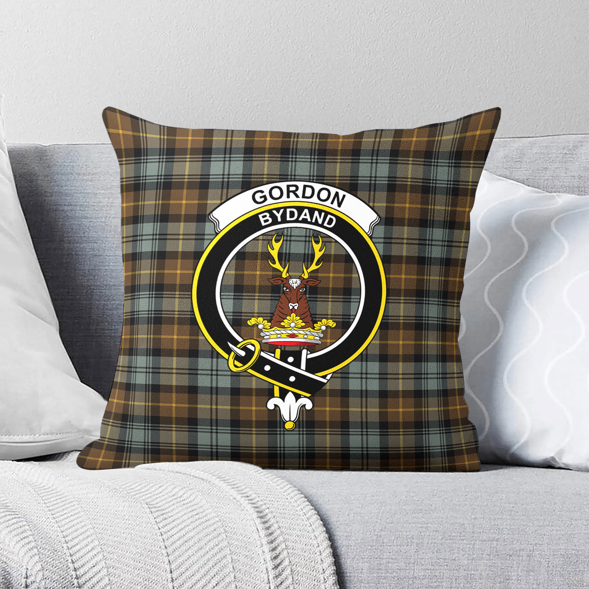 Gordon Weathered Tartan Crest Pillow Cover