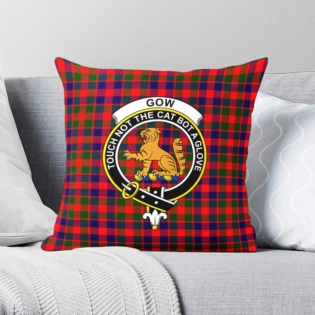 Gow (or McGouan) Tartan Crest Pillow Cover