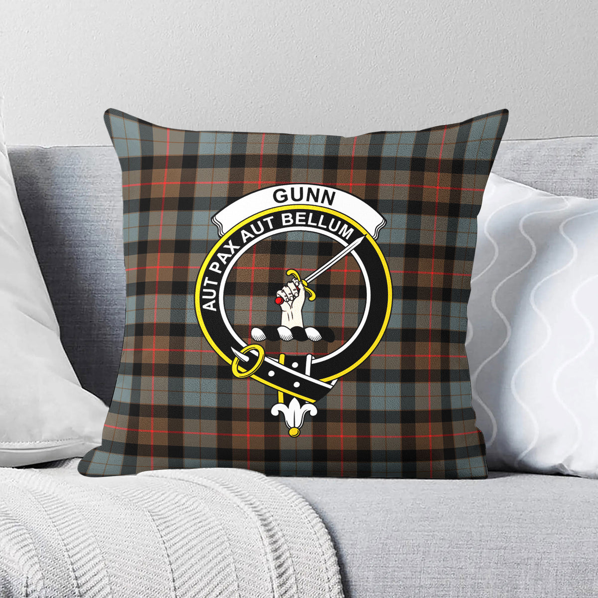 Gunn Weathered Tartan Crest Pillow Cover