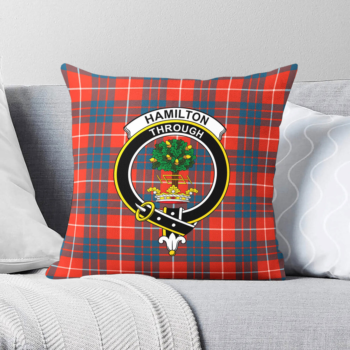 Hamilton Ancient Tartan Crest Pillow Cover