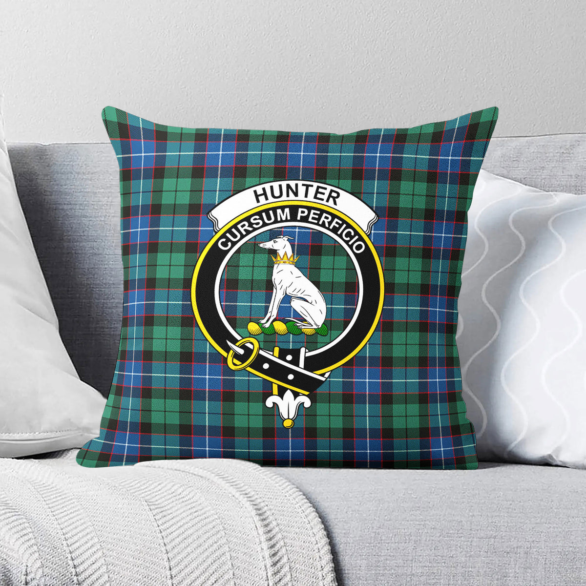 Hunter Ancient Tartan Crest Pillow Cover