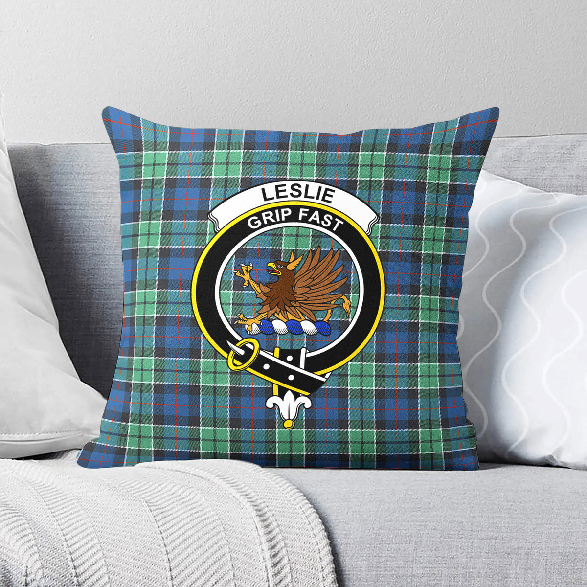 Leslie Hunting Ancient Tartan Crest Pillow Cover