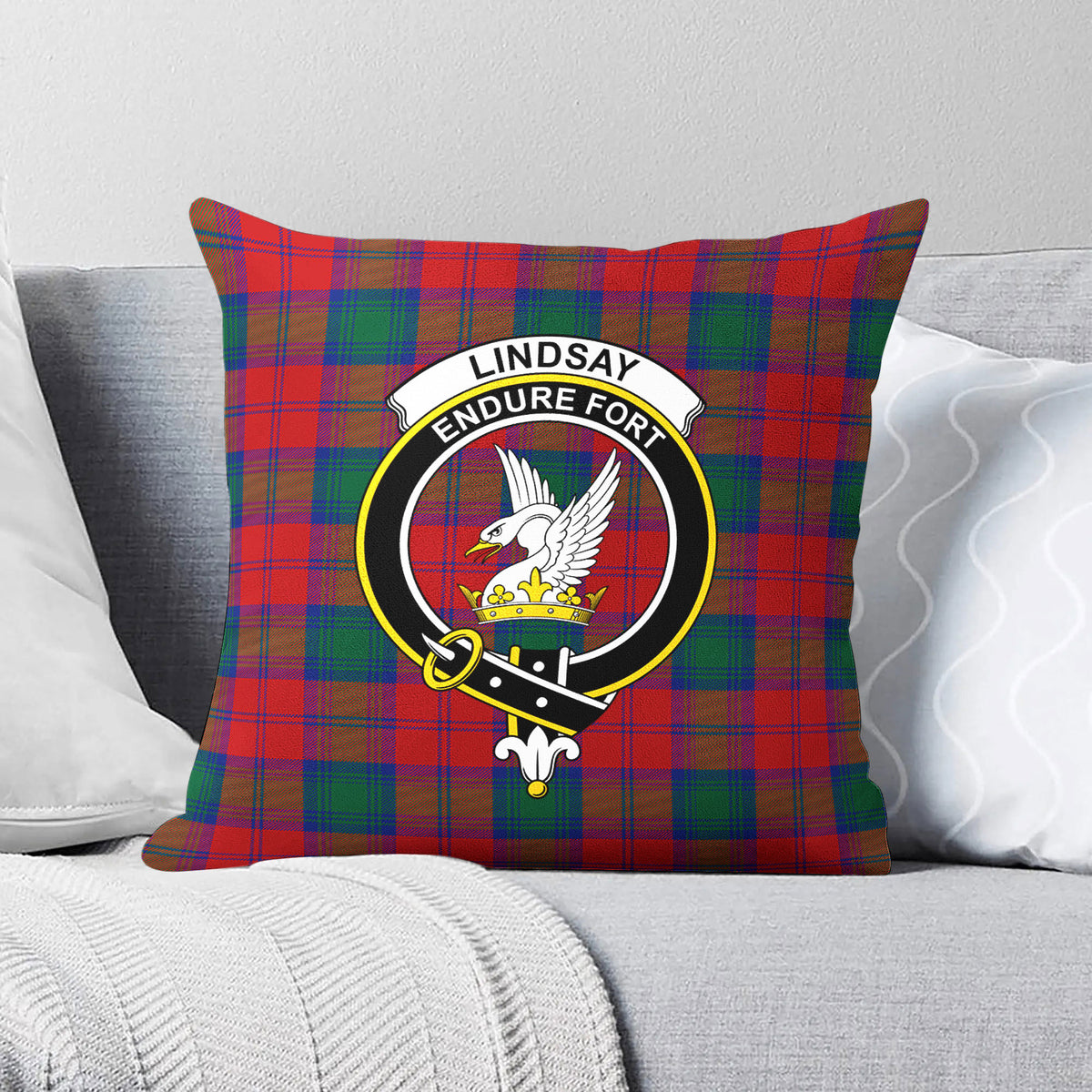 Lindsay Modern Tartan Crest Pillow Cover