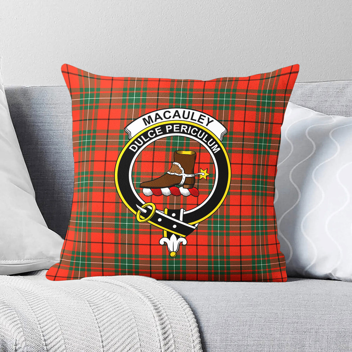 MacAuley Ancient Tartan Crest Pillow Cover