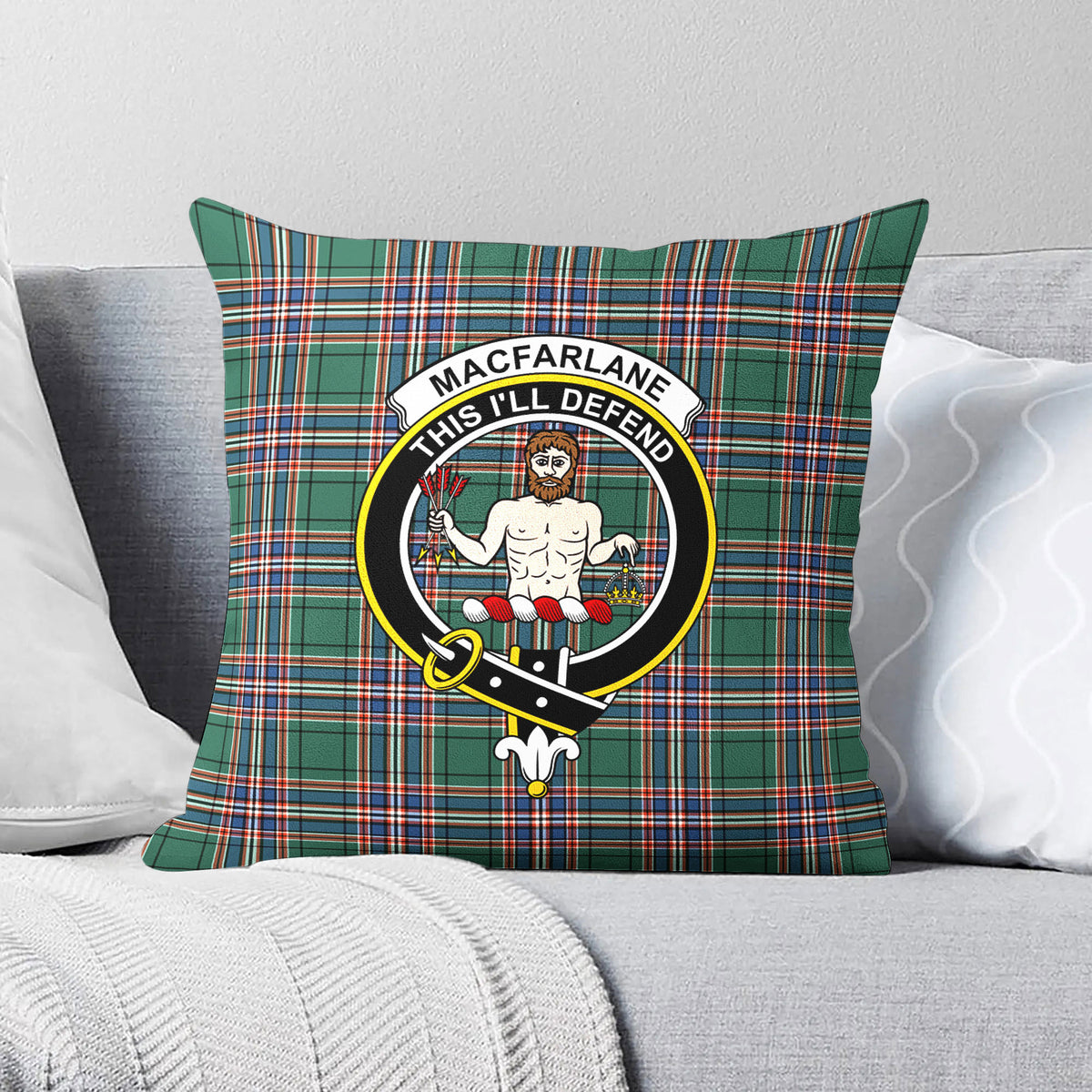 MacFarlane Hunting Ancient Tartan Crest Pillow Cover