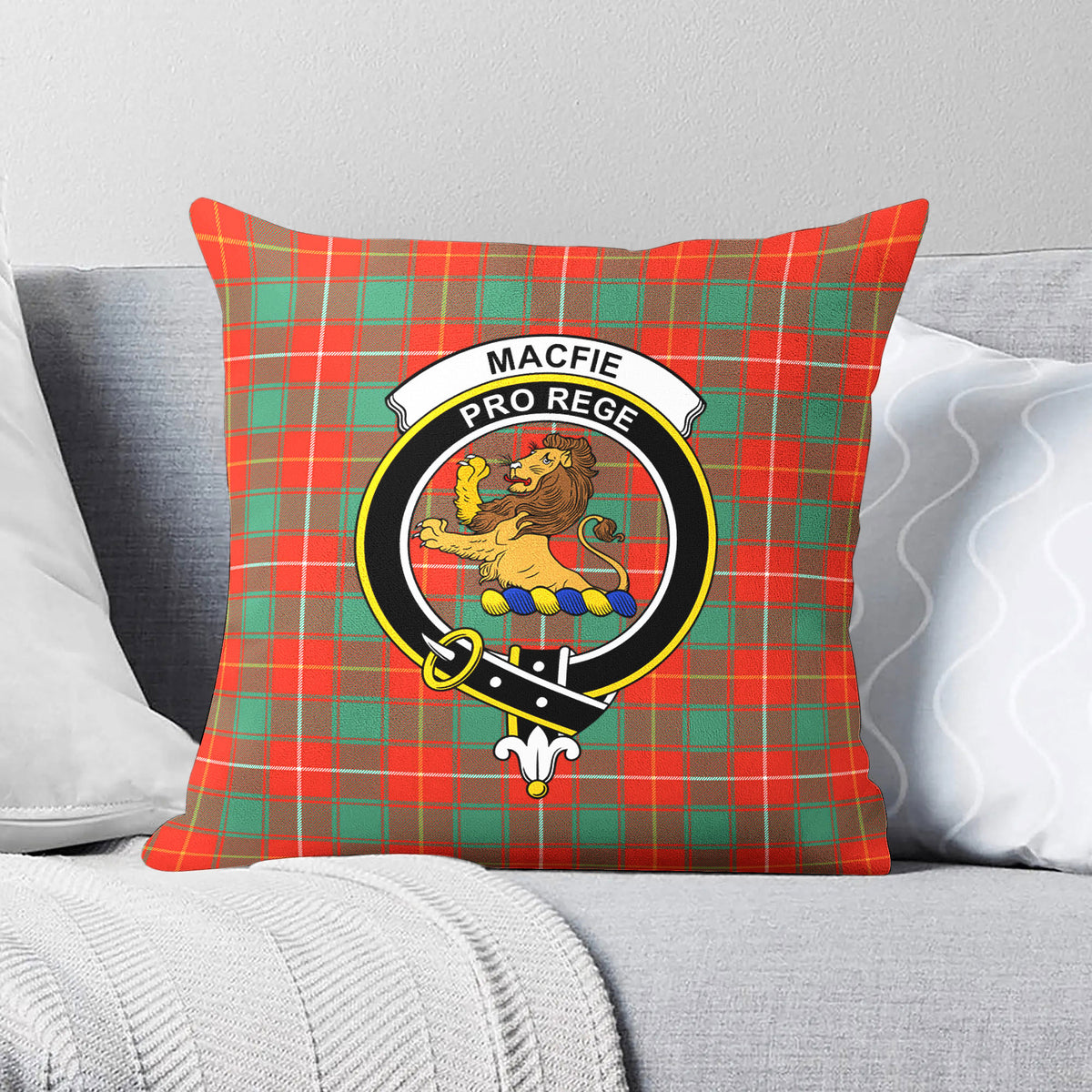 MacFie Ancient Tartan Crest Pillow Cover