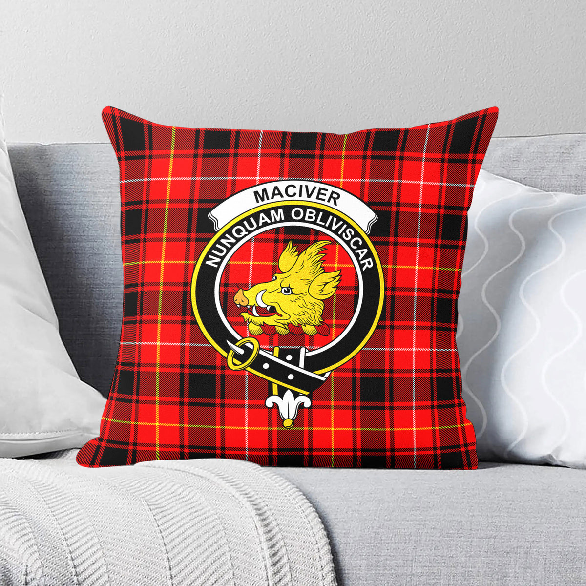 MacIver Modern Tartan Crest Pillow Cover