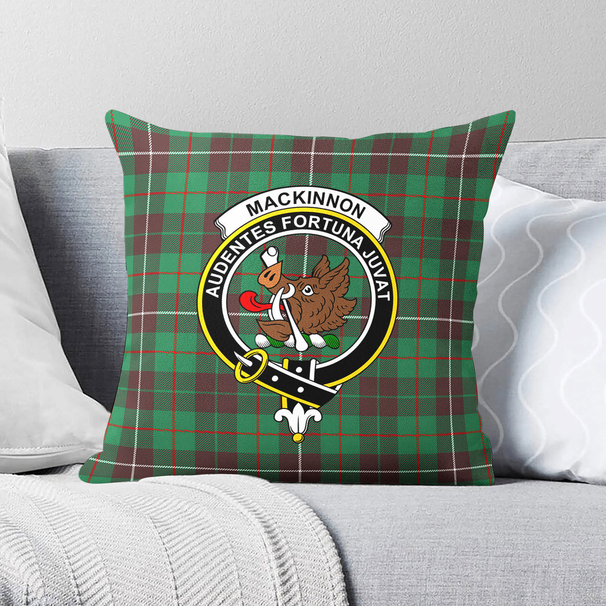 MacKinnon Hunting Ancient Tartan Crest Pillow Cover