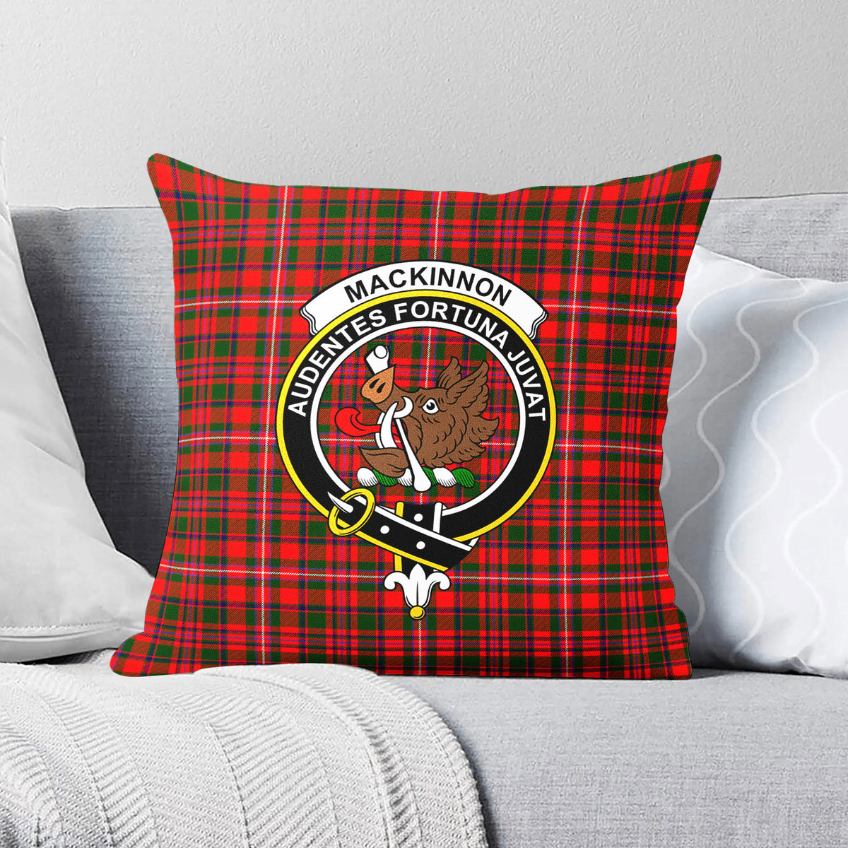 MacKinnon Modern Tartan Crest Pillow Cover