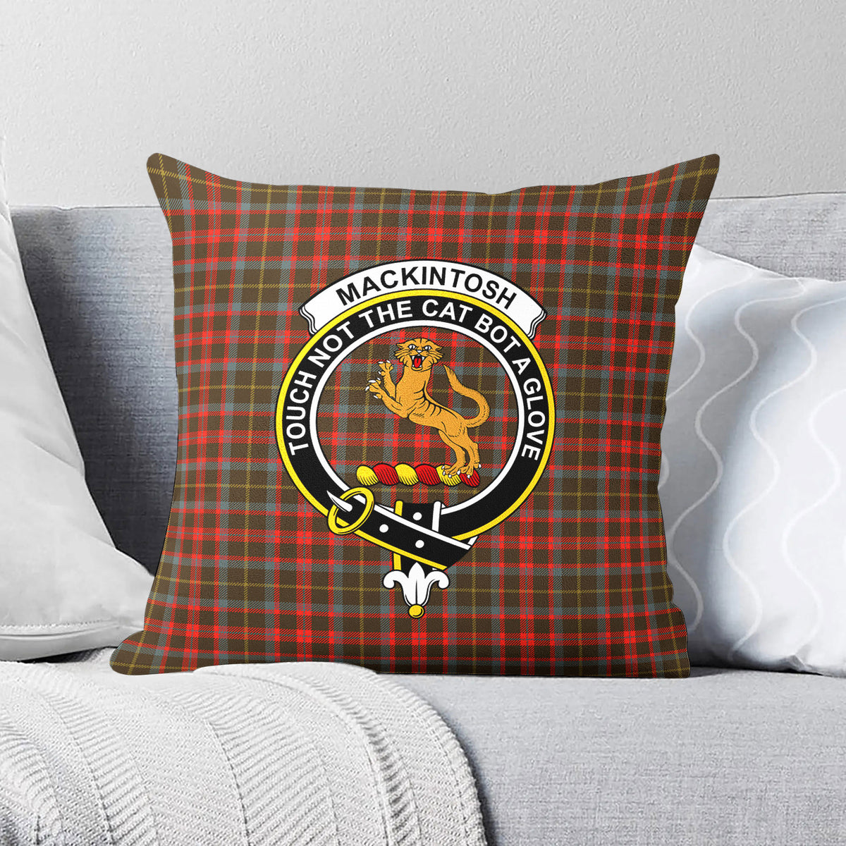 MacKintosh Hunting Weathered Tartan Crest Pillow Cover