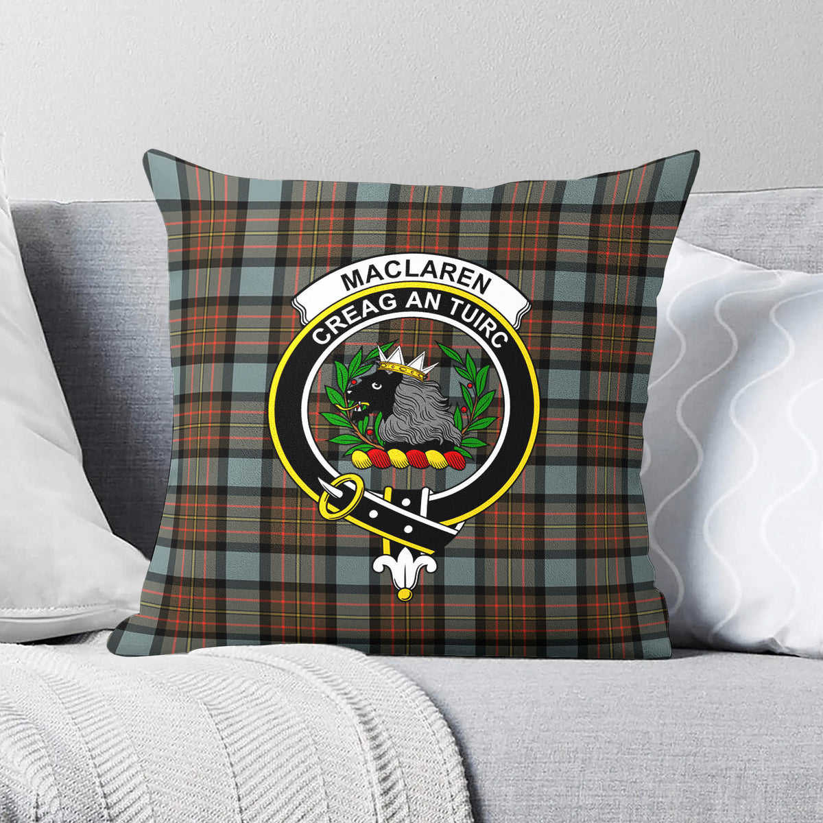 MacLaren Weathered Tartan Crest Pillow Cover