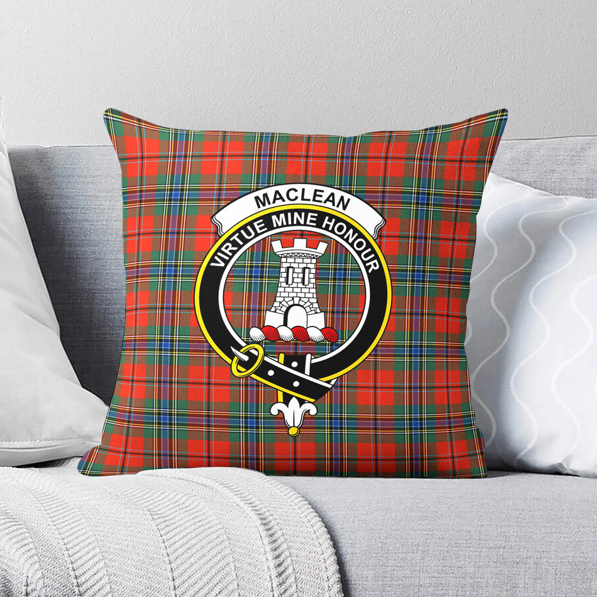 MacLean of Duart Ancient Tartan Crest Pillow Cover