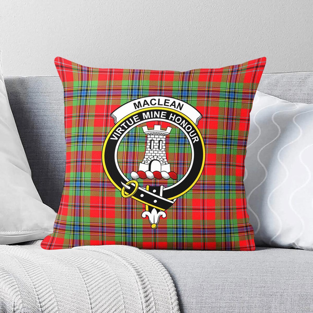 MacLean of Duart Modern Tartan Crest Pillow Cover