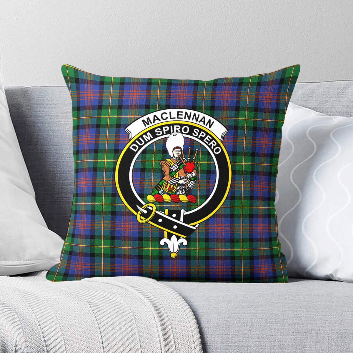 MacLennan Ancient Tartan Crest Pillow Cover