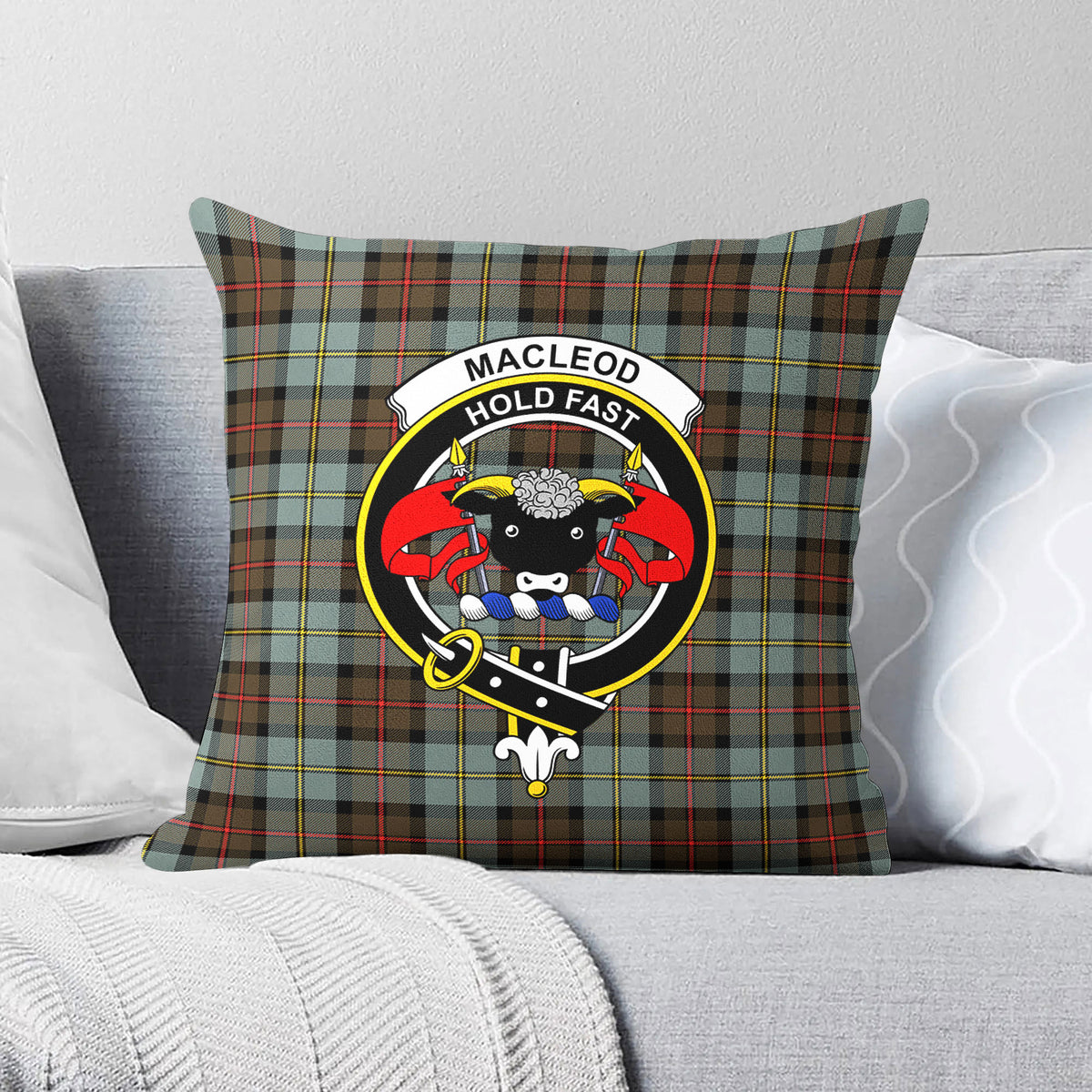 MacLeod of Harris Weathered Tartan Crest Pillow Cover