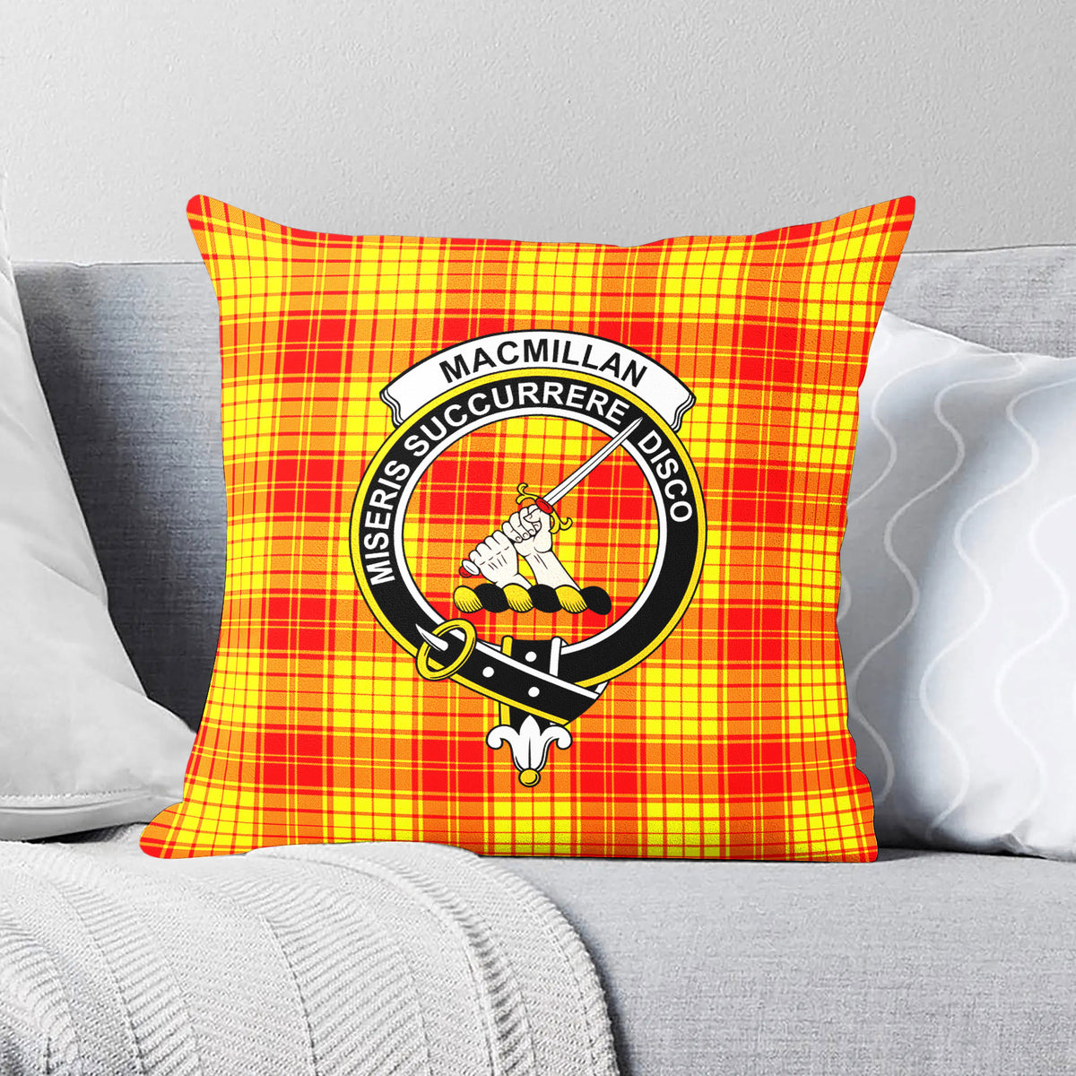 MacMillan Clan Tartan Crest Pillow Cover