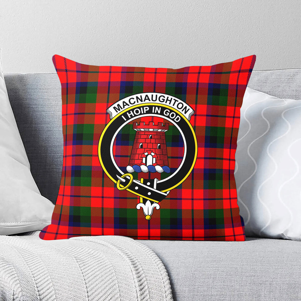 MacNaughton Modern Tartan Crest Pillow Cover