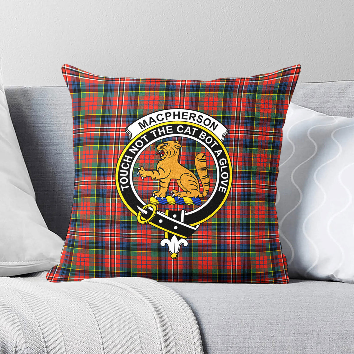 MacPherson Ancient Tartan Crest Pillow Cover