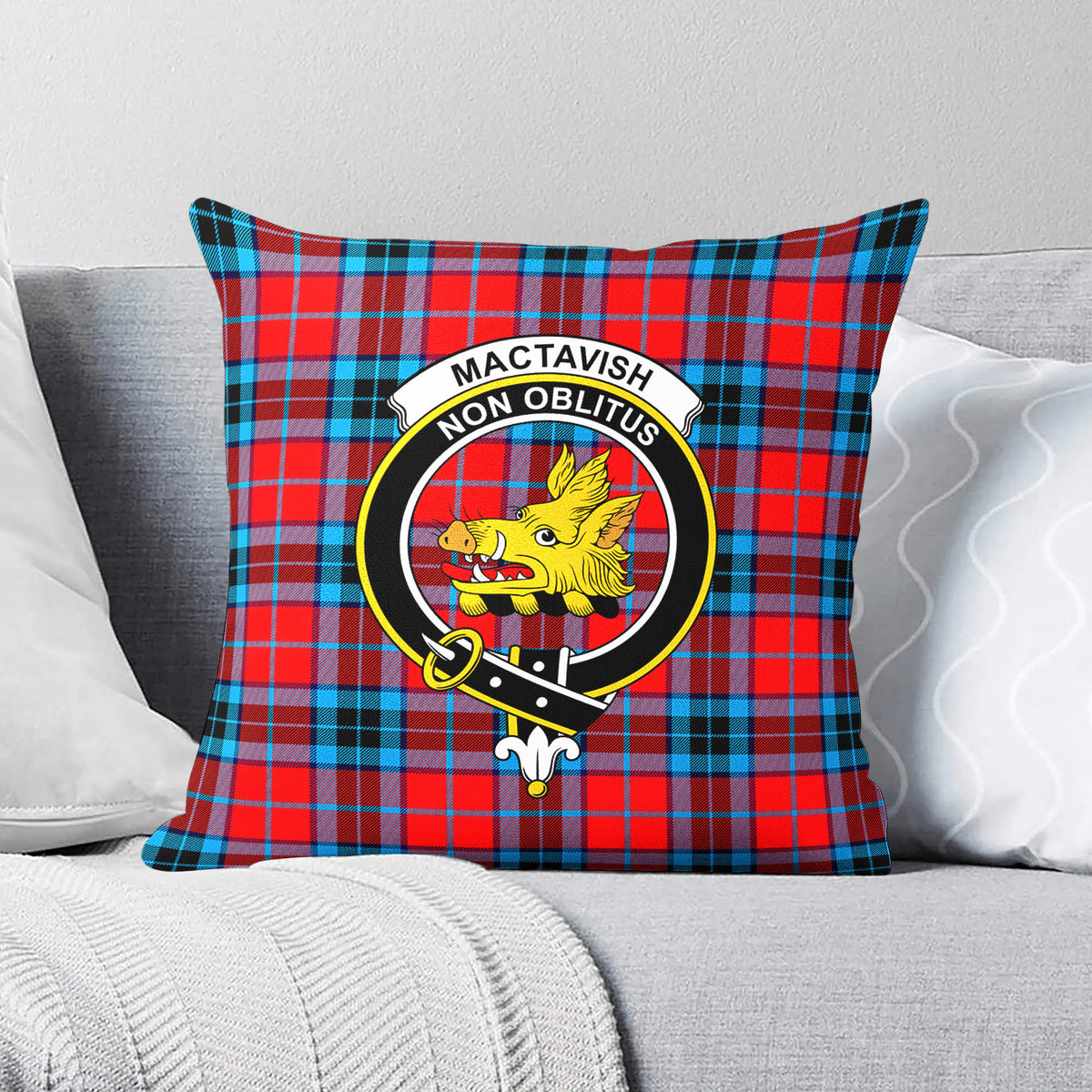 MacTavish Modern Tartan Crest Pillow Cover