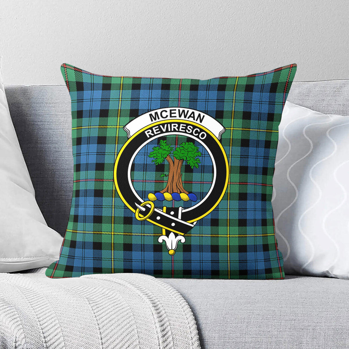 McEwan Ancient Tartan Crest Pillow Cover