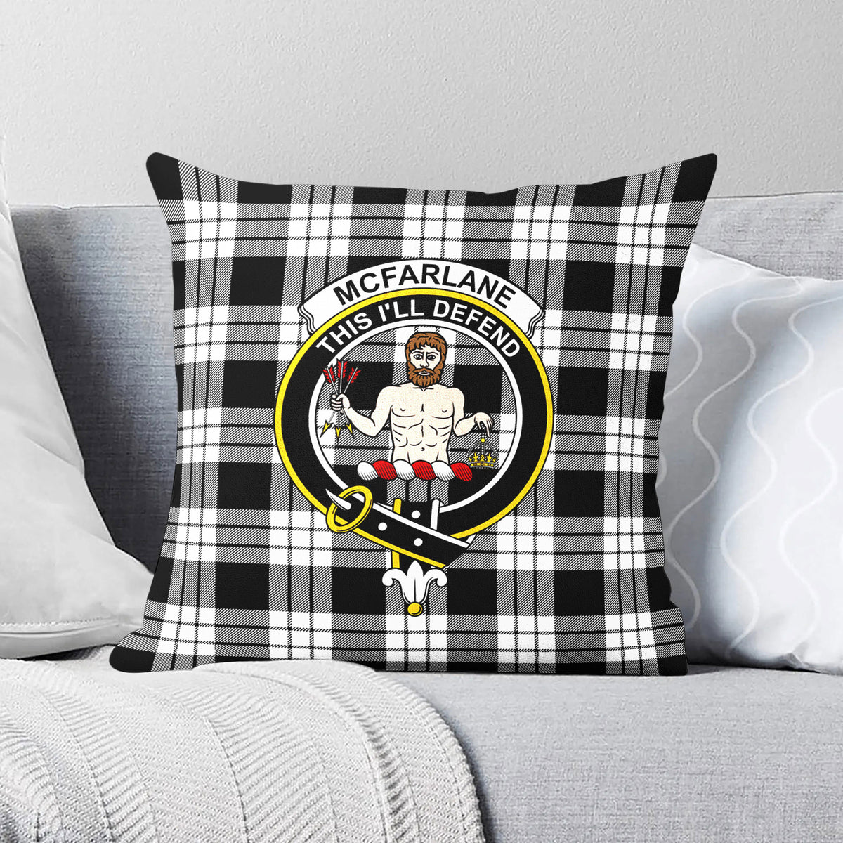 McFarlane Black - White Tartan Crest Pillow Cover