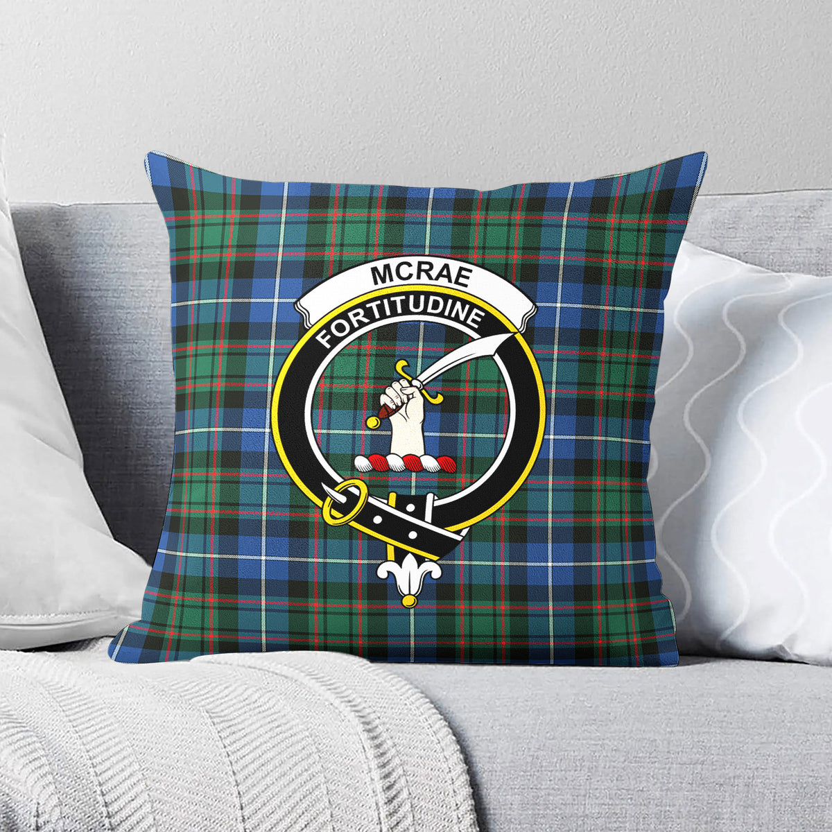 McRae Hunting Ancient Tartan Crest Pillow Cover