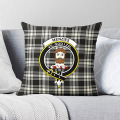 Menzies Black - White Ancient Tartan Crest Pillow Cover