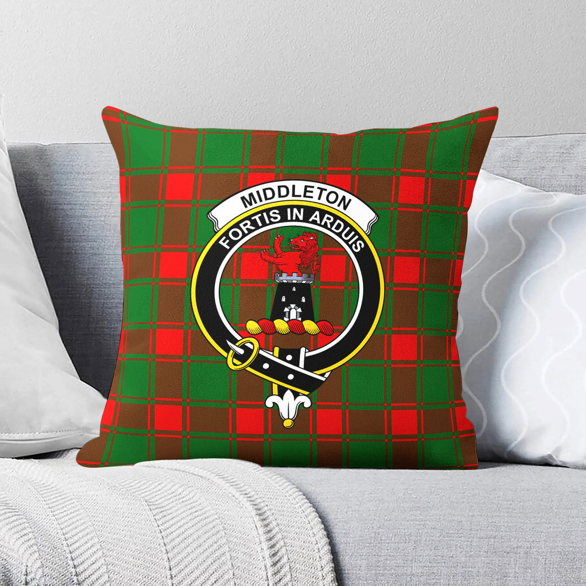 Middleton Modern Tartan Crest Pillow Cover