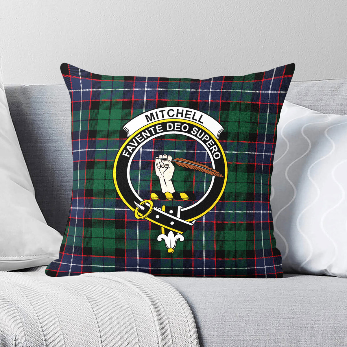 Mitchell Modern Tartan Crest Pillow Cover